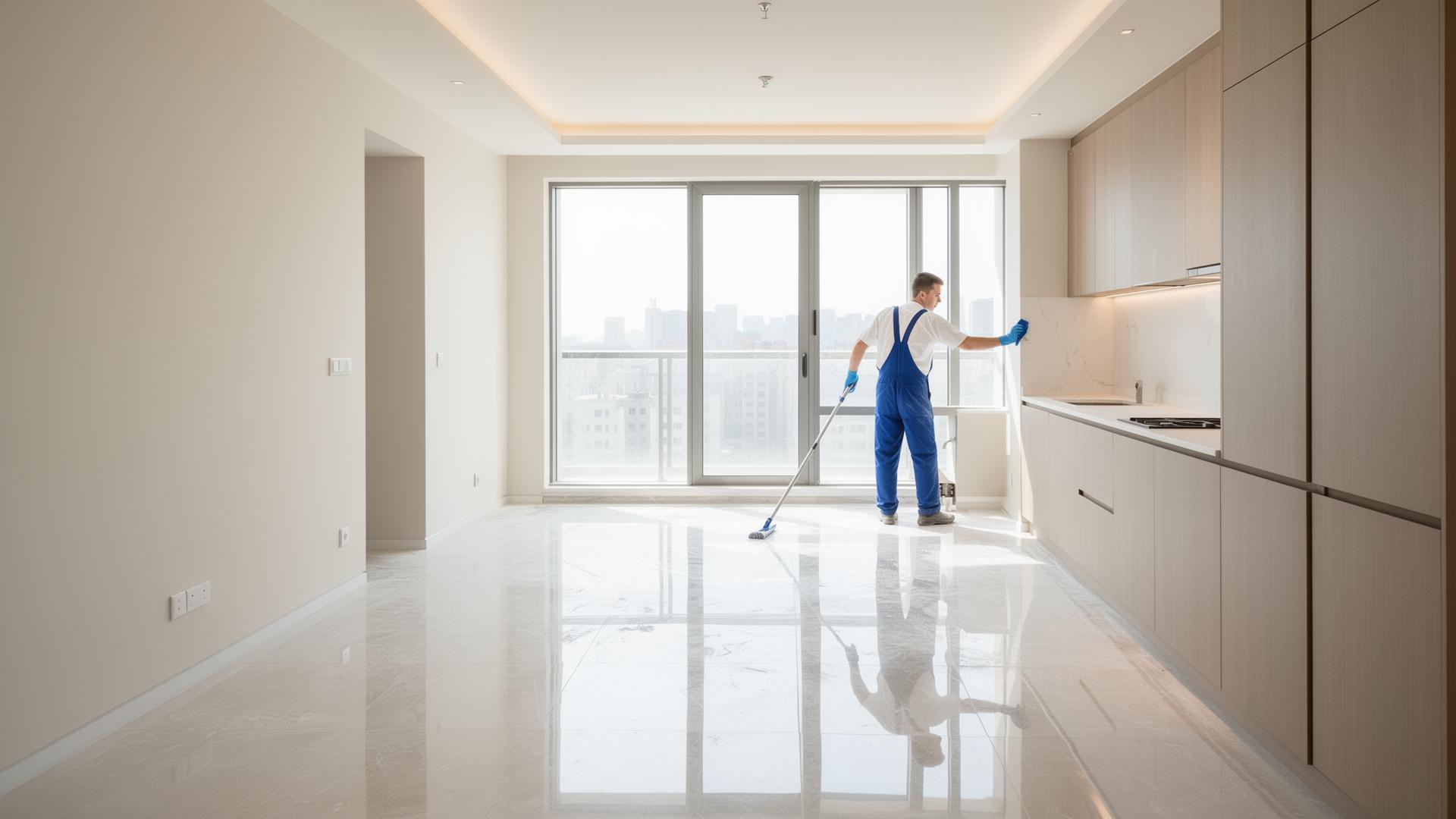 Limpeza pós-obra profissional em apartamento recém-construído